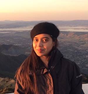 A person standing on a ledge with a view of a valley and a city

Description automatically generated